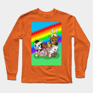 Farm Animals with a Rainbow of Hope Long Sleeve T-Shirt